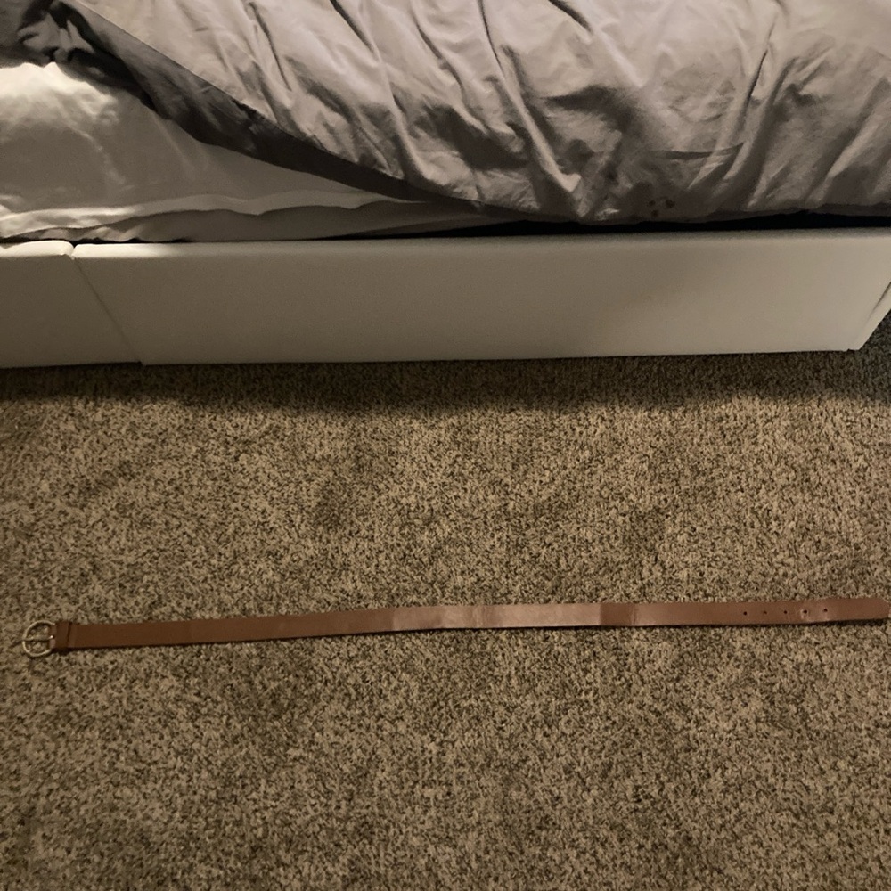 Brown Leather Belt with Gold Buckle
